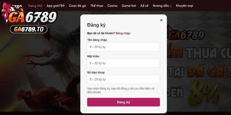 Đăng Ký GA6789 – Mở Tài Khoản Nhanh, Nhận Ngay Ưu Đãi Hấp Dẫn 1 Nhập số điện thoại để đăng ký GA6789