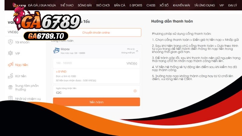 Nạp tiền qua phương thức ngân hàng là cách phổ biến nhất