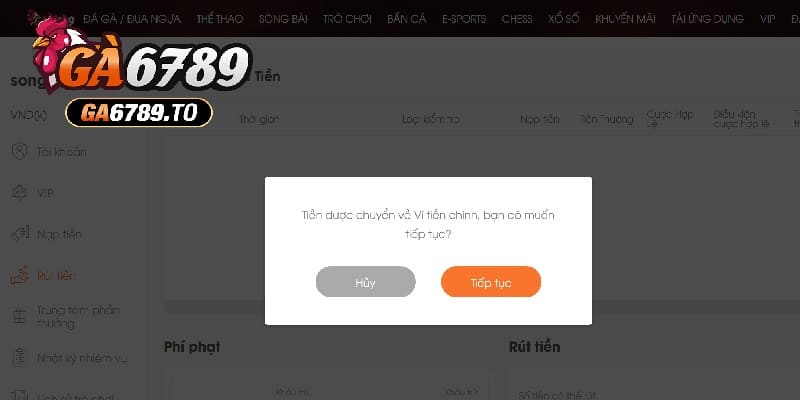 Rút Tiền GA6789 – Giao Dịch Nhanh, An Toàn, Không Chờ Đợi 2 Chuyển về ví tiền chính để thực hiện lệnh rút tiền Ga6789