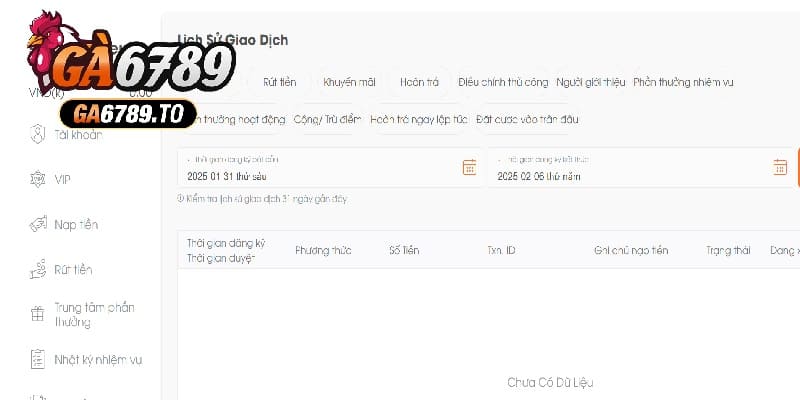 Rút Tiền GA6789 – Giao Dịch Nhanh, An Toàn, Không Chờ Đợi 4 Check mục lịch sử giao dịch để biết lệnh thành công hay không